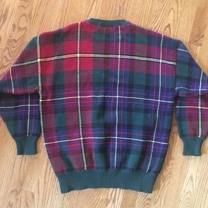 Mens Vintage Nautica Plaid Knit Sweater 